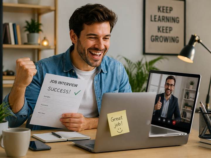 Adulto em reunião de trabalho praticando inglês
